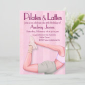 Pilates en Latte Uitnodiging (Staand voorkant)