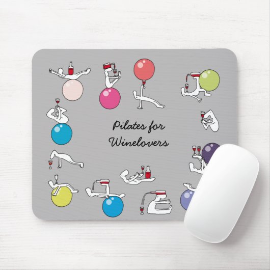 Pilates for wine lovers mousemat, grijs muismat (Met muis)