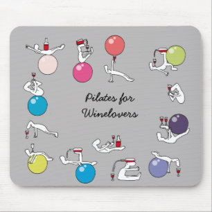 Pilates for wine lovers mousemat, grijs muismat