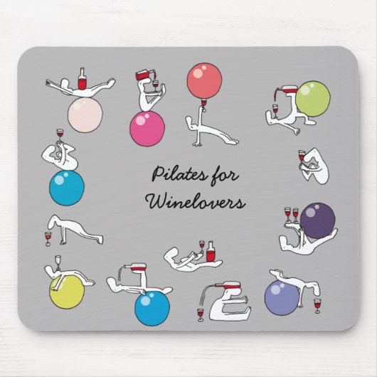 Pilates for wine lovers mousemat, grijs muismat (Voorkant)