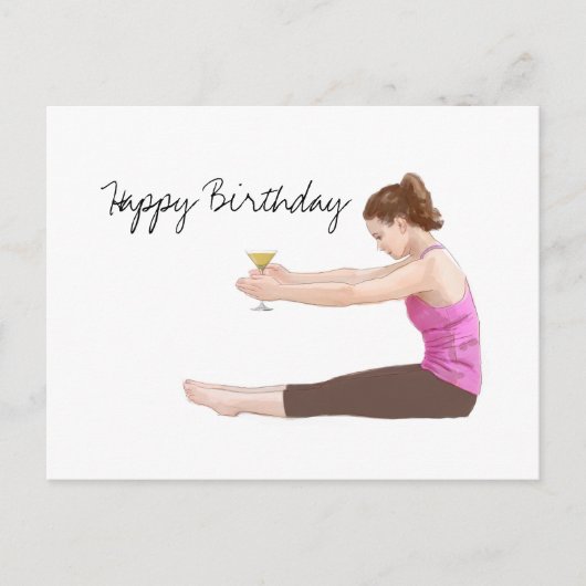 Pilates Happy Birthday-kaart met cocktail Briefkaart (Voorkant)