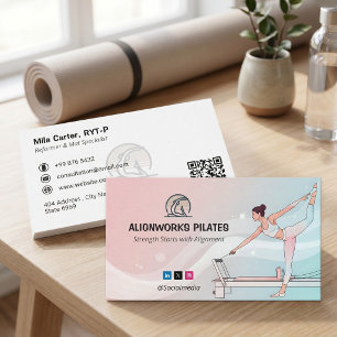 Pilates-instructeur Bedrijf Kleurrijke Geest Visitekaartje