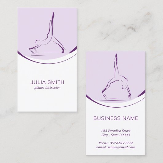 Pilates instructeur kaart met twee pilates poses visitekaartje (Voorkant / Achterkant)