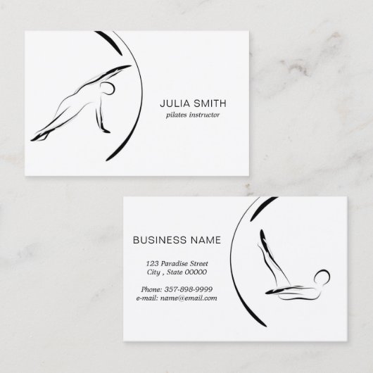 Pilates instructeur Pilates poseert tweezijdig zwa Visitekaartje (Voorkant / Achterkant)