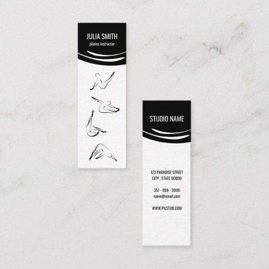Pilates Instructeur Vier Pilates Poses Mini Visitekaartje (Voorkant / Achterkant)