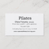 Pilates Instruction (roze) - custom Visitekaartje (Achterkant)