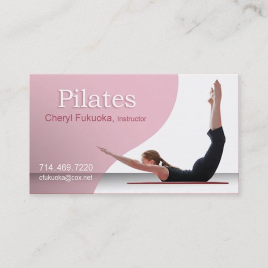 Pilates Instruction (roze) - custom Visitekaartje (Voorkant)