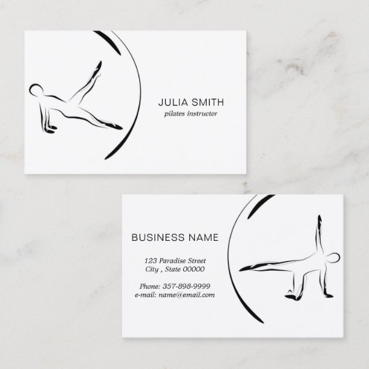 Pilates Instructor Abstract Pilates Poses Visitekaartje (Voorkant / Achterkant)
