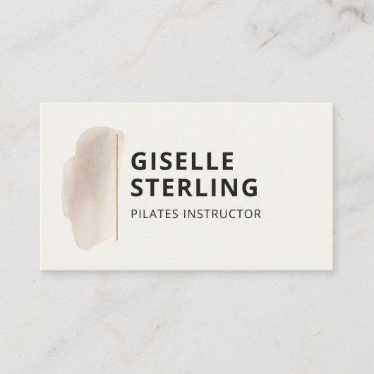 Pilates Instructor Neutral Beige Watercolor Visitekaartje (Voorkant)