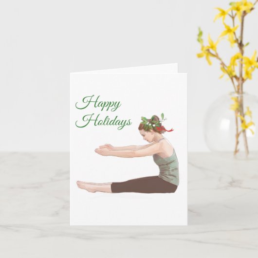 Pilates Kerstkaart Rug Rekken Kaart (Gele Bloem)