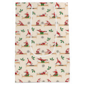 Pilates Kerstman Naadloze Kerstpatronen Medium Cadeauzakje (Achterkant)