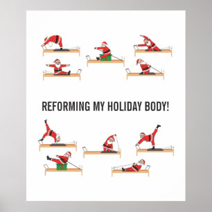 Pilates Kerstman Reformer Kerstmis Poster