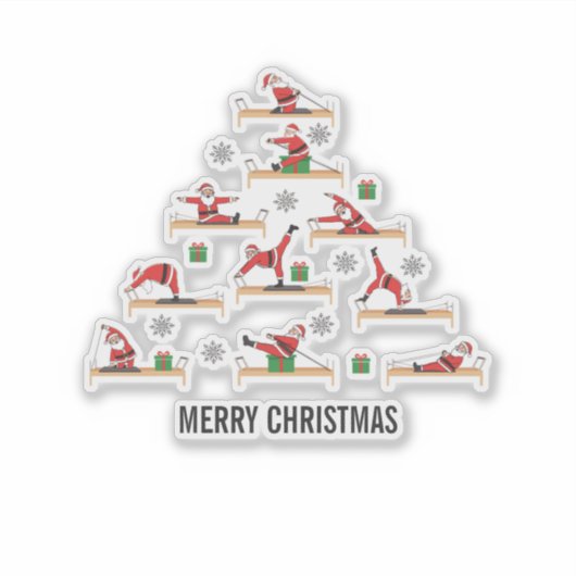 Pilates Kerstman Reformer Kerstmis Sticker (Voorkant)