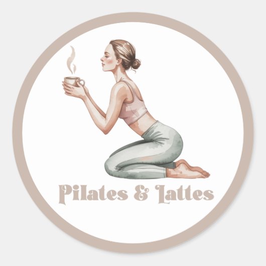 Pilates & Lattes Wellness Ervaring Feest Ronde Sticker (Voorkant)