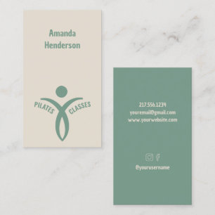 Pilates lessen Eenvoudige groene Logo Visitekaartje