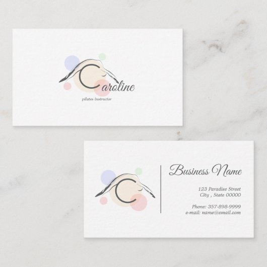 Pilates Letter C Pose | Monogram Letter C Pilates Visitekaartje (Voorkant / Achterkant)
