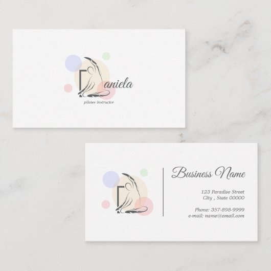 Pilates Letter D Pose | Monogram Letter D Pilates Visitekaartje (Voorkant / Achterkant)