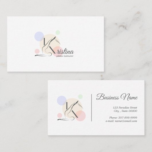 Pilates Letter K Pose | Monogram letter K Pilates Visitekaartje (Voorkant / Achterkant)