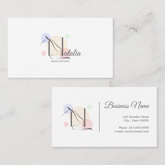 Pilates Letter N Pose | Monogram letter N Pilates Visitekaartje (Voorkant / Achterkant)