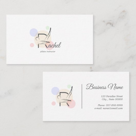Pilates Letter R Pose | Monogram Letter R Pilates Visitekaartje (Voorkant / Achterkant)