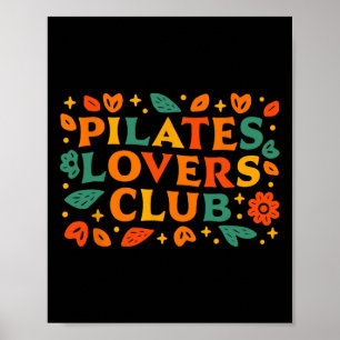 Pilates Liefhebbers Club Retro Decoratieven Doodle Poster