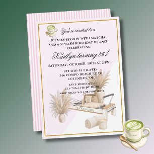 *Pilates & Matcha (elke leeftijd) 25e verjaardagsf Kaart