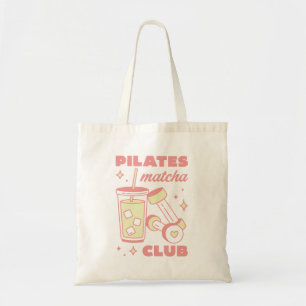 Pilates matcha ijskoude latte liefhebber club roze tote bag