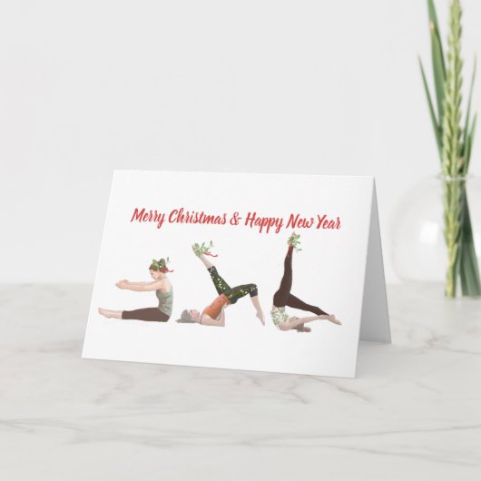 Pilates Merry Kerstmis en Happy New Year Card Kaart (Voorkant)
