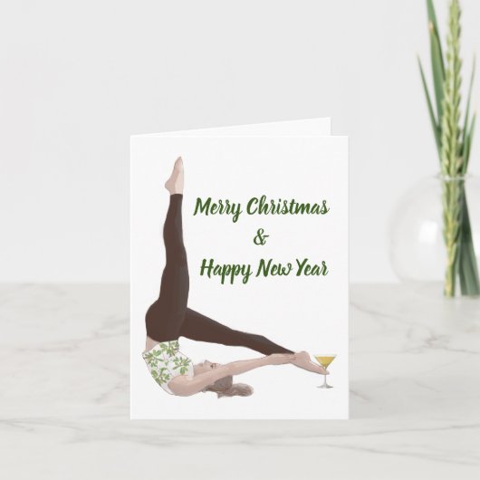 Pilates Merry Kerstmis en Happy Nieuwjaar Feestdagen Kaart (Voorkant)