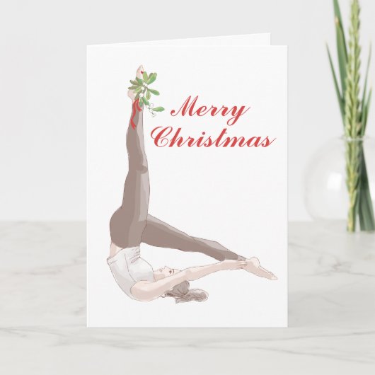 Pilates Mistletoe-kerstkaart Feestdagen Kaart (Voorkant)