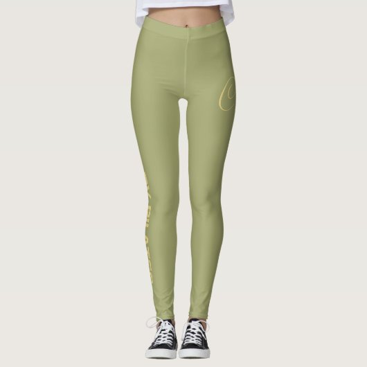 Pilates Monogram Create Your Own Design Olive Leggings (Voorkant)