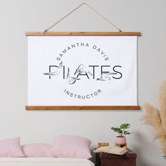 Pilates Poses in Pilates Word Hangend Wandkleed (Slaapkamer)