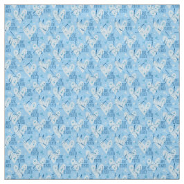 Pilates Poses Seamless Pattern in blauwe kleur Stof