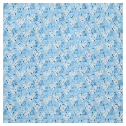 Pilates Poses Seamless Pattern in blauwe kleur Stof (Swatch)