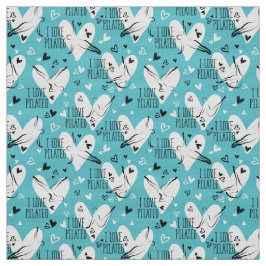Pilates Poses Seamless Pattern in blauwe kleur Stof
