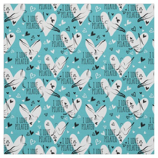 Pilates Poses Seamless Pattern in blauwe kleur Stof (Swatch)