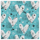 Pilates Poses Seamless Pattern in blauwe kleur Stof (Close Up)