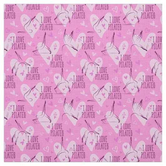 Pilates Poses Seamless Pattern in donkerroze Stof (Swatch)