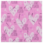 Pilates Poses Seamless Pattern in donkerroze Stof (Close Up)