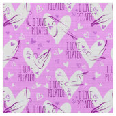 Pilates Poses Seamless Pattern in magenta color Stof (Close Up)