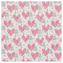 Pilates Poses Seamless Pattern in roze kleur Stof