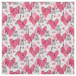 Pilates Poses Seamless Pattern in roze kleur Stof