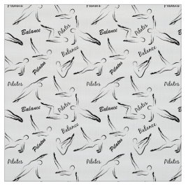Pilates Poses Seamless Pattern in zwarte kleur Stof