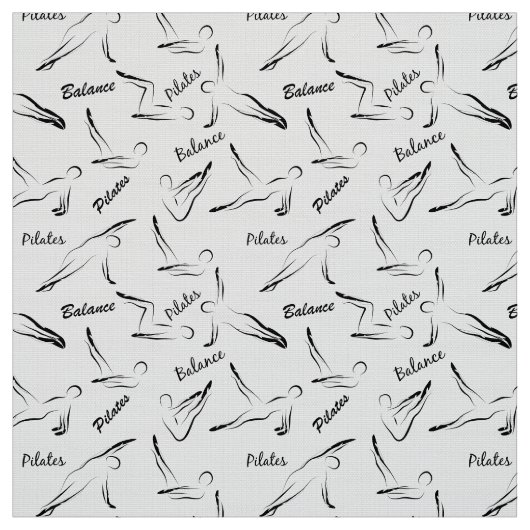 Pilates Poses Seamless Pattern in zwarte kleur Stof (Swatch)