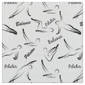 Pilates Poses Seamless Pattern in zwarte kleur Stof (Close Up)