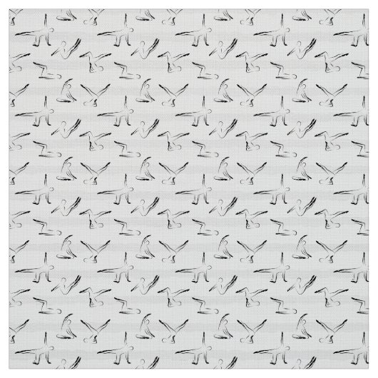 Pilates Poses Seamless Pattern in zwarte kleur Stof (Swatch)