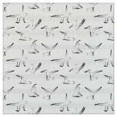 Pilates Poses Seamless Pattern in zwarte kleur Stof (Close Up)