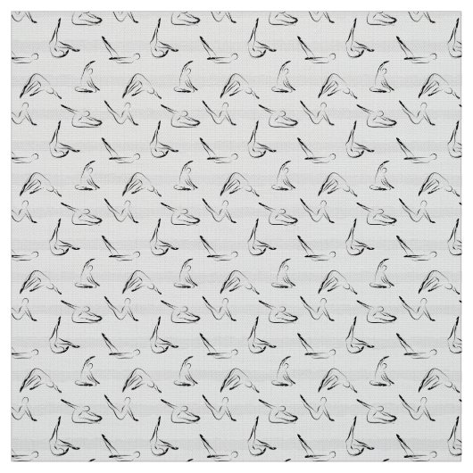 Pilates Poses Seamless Pattern in zwarte kleur Stof (Swatch)