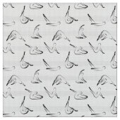 Pilates Poses Seamless Pattern in zwarte kleur Stof (Close Up)