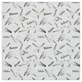 Pilates Poses Seamless Pattern in zwarte kleur Stof